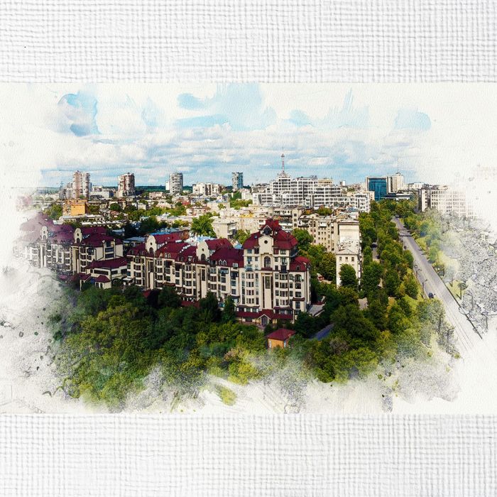 Картина на холсті мальовничі будівлі в Києві