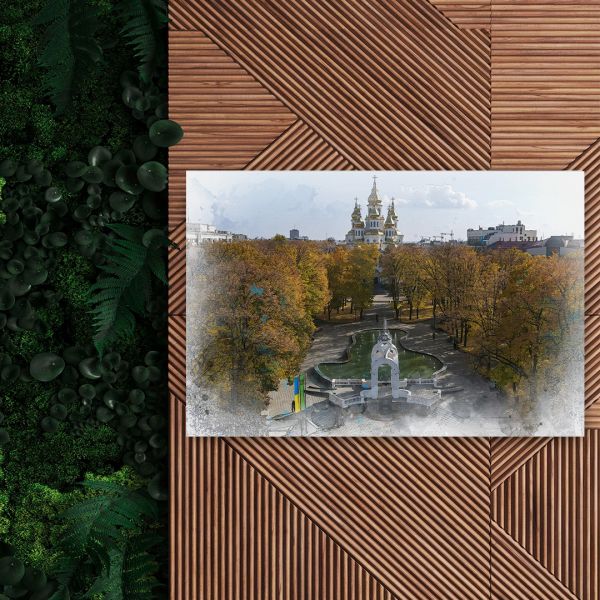 Картина на холсті вид на Зеркальну статую та собор зверху Картина на холсті вид на Зеркальну статую та собор зверху