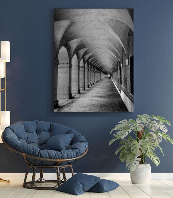 Картина чорно-біла Тунель з арками Картина чорно-біла Тунель з арками