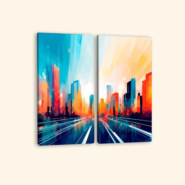 Картина з декількох частин кольорові хмарочоси Картина з декількох частин кольорові хмарочоси