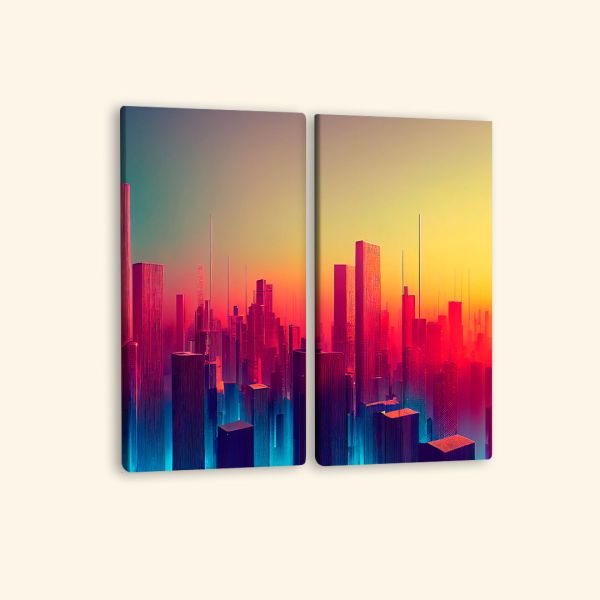 Картина з декількох частин Нью-Йорк кіберпанк вид зверху