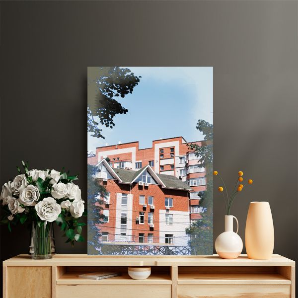 Картина на холсті архітектура міста влітку Картина на холсті архітектура міста влітку