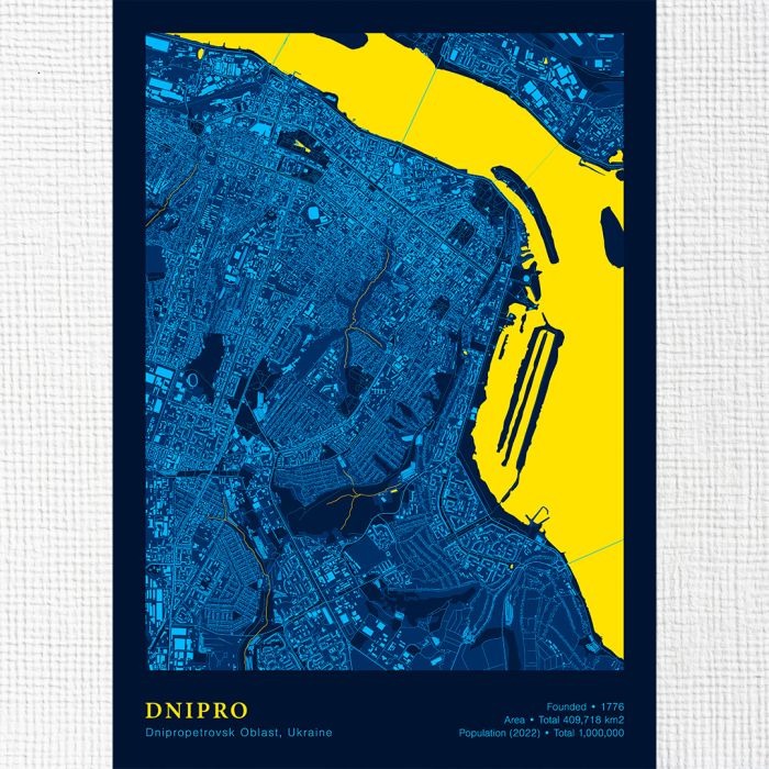 Картина на холсті арт мапа міста Дніпро