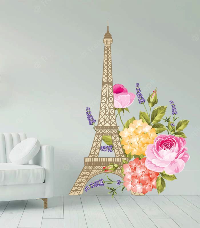 Інтер’єрні наклейки – Ейфелева вежа з квітами