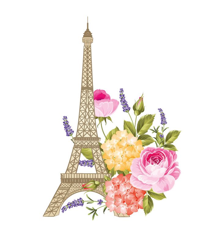Інтер’єрні наклейки – Ейфелева вежа з квітами