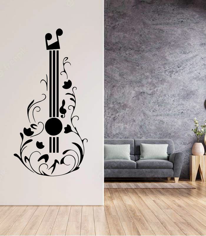 Вінілові наклейки на стіну – Гітара орнамент