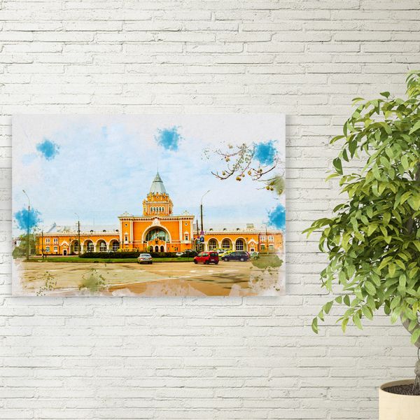 Картина на холсті вид на залізничний вокзал в Чернігові Картина на холсті вид на залізничний вокзал в Чернігові