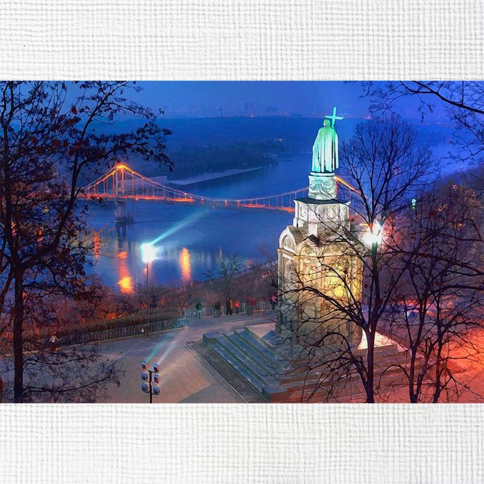 Картина на холсті річка Дніпро вночі