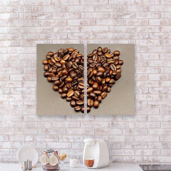 Модульні картини на стіну Кавове серденько Модульні картини на стіну Кавове серденько