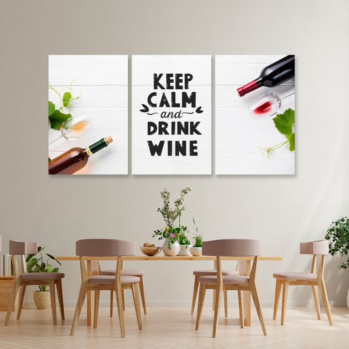 Модульні картини на стіну Keep calm and drink wine