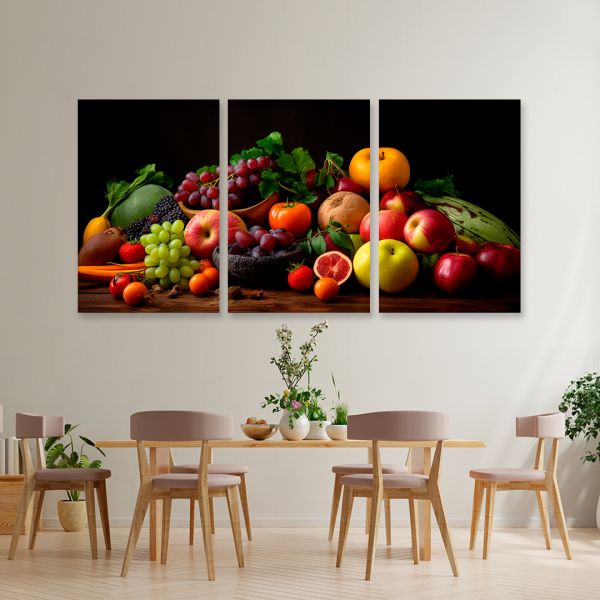 Модульні картини на стіну Овочі та фрукти натюрморт Модульні картини на стіну Овочі та фрукти натюрморт