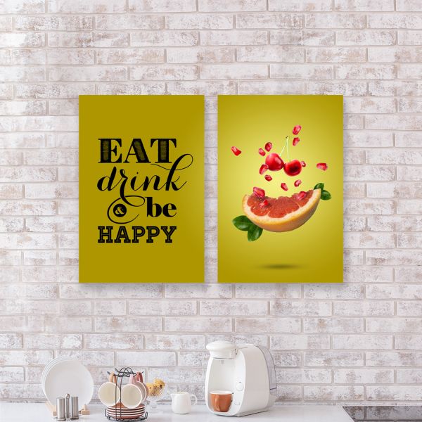 Модульні картини на стіну Eat, drink and be happy Модульні картини на стіну Eat, drink and be happy