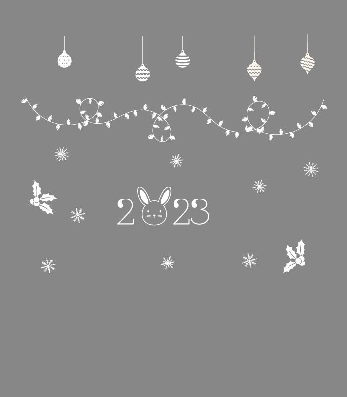 Новорічна наклейка на скло – Новий рік 2023 Кролик тайм
