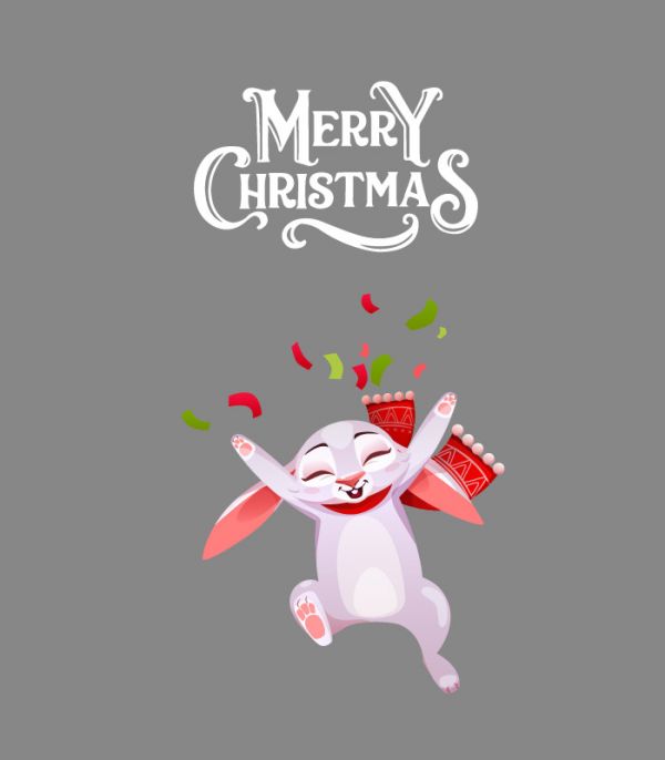 Новорічна наклейка – Кролик вітає з 2023 роком