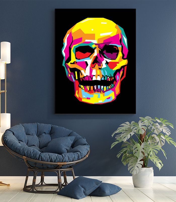 Картина різнокольоровий череп
