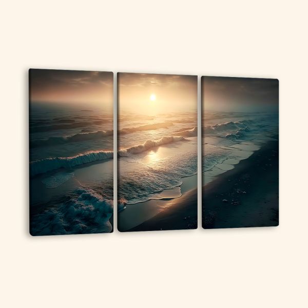 Модульні картини на стіну океанські хвилі на світанку Модульні картини на стіну океанські хвилі на світанку