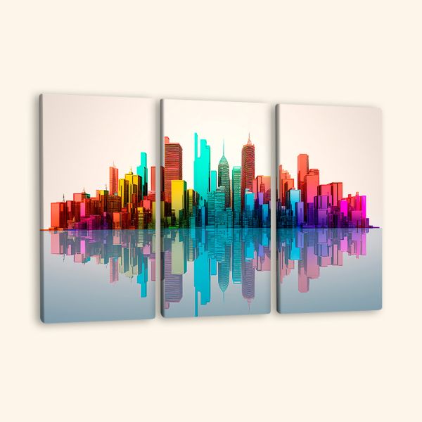 Картина з декількох частин кольорові хмарочоси віддзеркалення Картина з декількох частин кольорові хмарочоси віддзеркалення