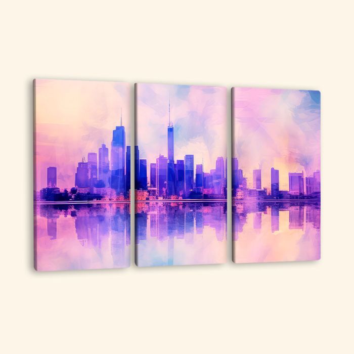 Картина з декількох частин пурпурні хмарочоси Нью-Йорка