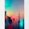 Картина з декількох частин хмарочоси кіберпанк Картина з декількох частин хмарочоси кіберпанк