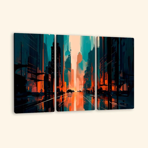Картина з декількох частин вулочка в стилі кіберпанк Картина з декількох частин вулочка в стилі кіберпанк