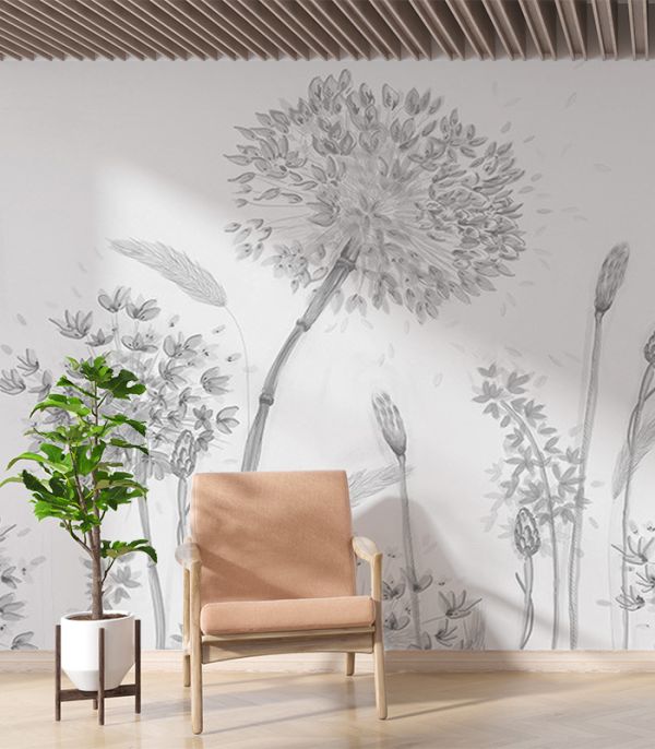 Принт на флізеліні білі кульбаби 159х285 см, Пісок