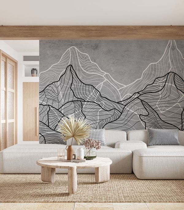 Принт на флізеліні абстрактні гори у вигляді ліній Принт на флізеліні абстрактні гори у вигляді ліній