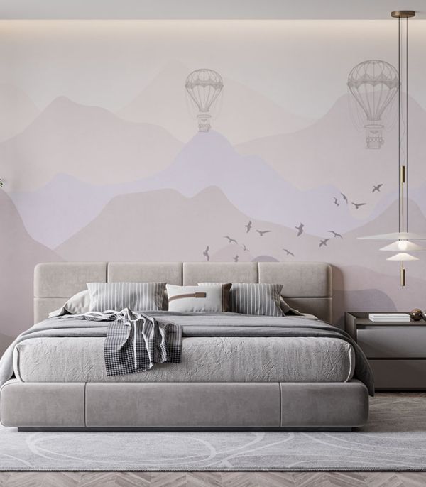 Принт на флізеліні гори з повітряною кулею Принт на флізеліні гори з повітряною кулею