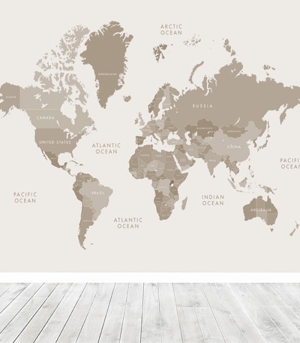 Принт на флізеліні карта Світу класична англійською мовою