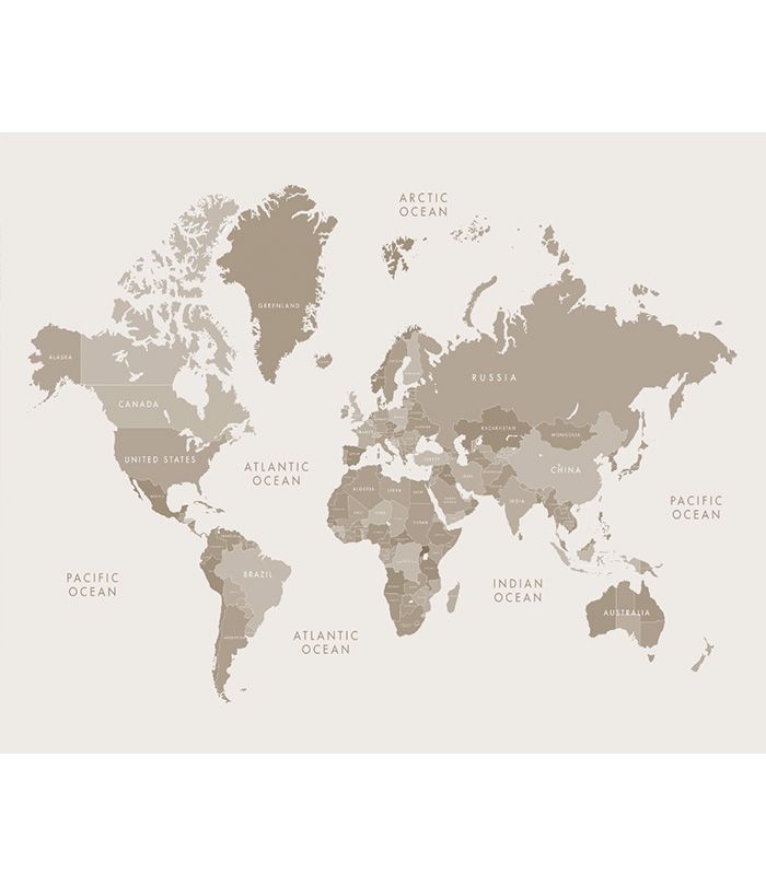 Принт на флізеліні карта Світу класична англійською мовою