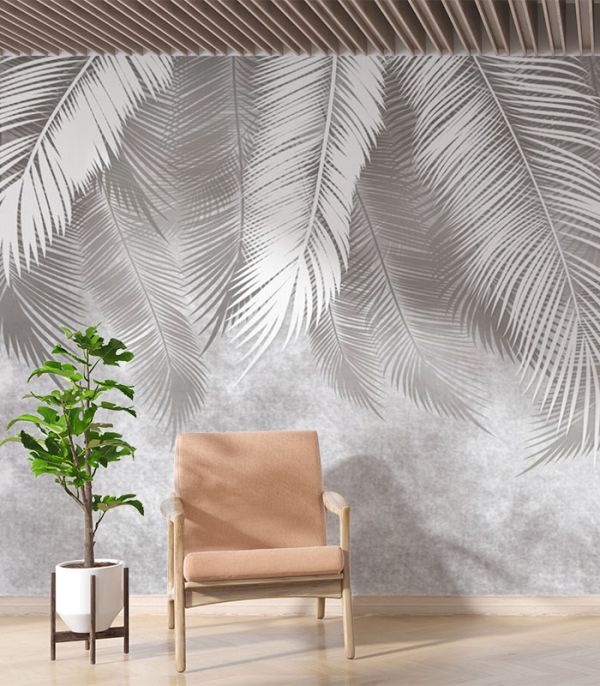 Принт на флізеліні біле пір’я на сірому фоні 460х265 см, Дрібний пісок