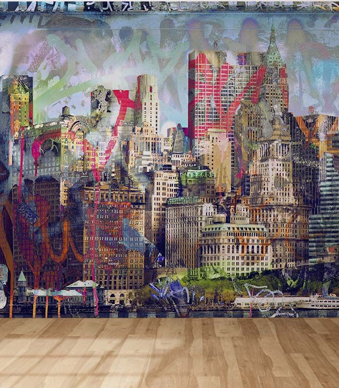 Принт на флізеліні будівлі Нью-Йорка поп арт