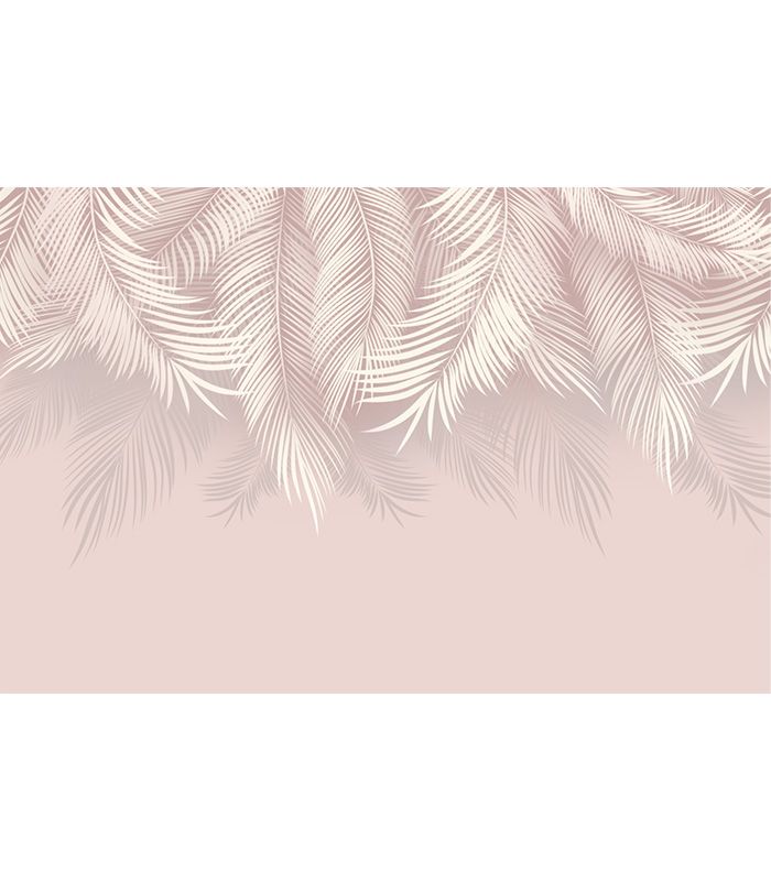Принт на флізеліні рожеве абстрактне листя