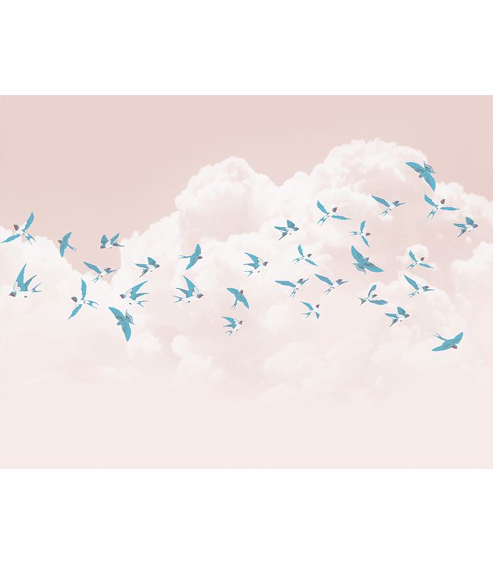 Принт на флізеліні зграя птахів в небі
