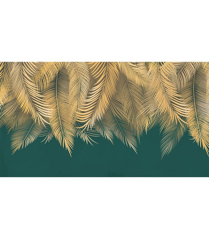 Принт на флізеліні золоте листя папоротнику