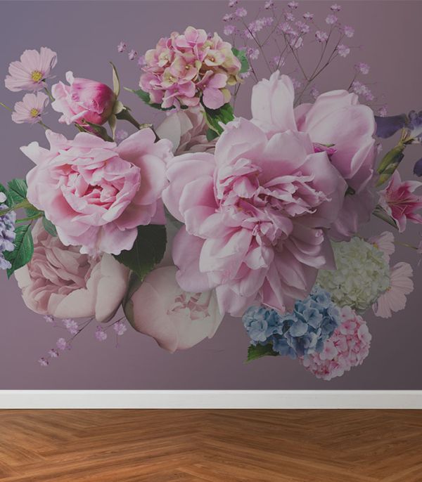 Принт на флізеліні букет рожевих квітів