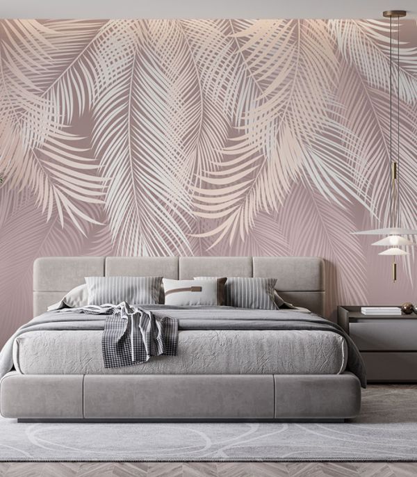 Принт на флізеліні листя папоротнику бронзове Принт на флізеліні листя папоротнику бронзове