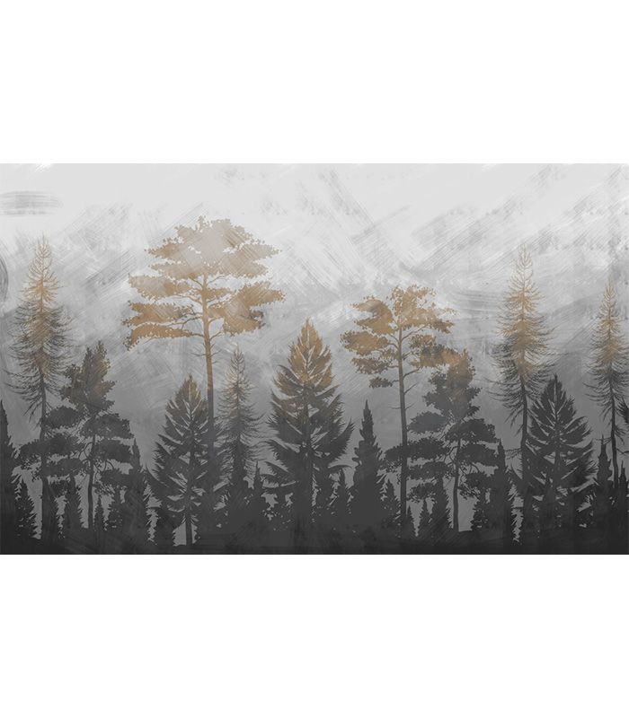 Принт на флізеліні дерева в тумані скетч