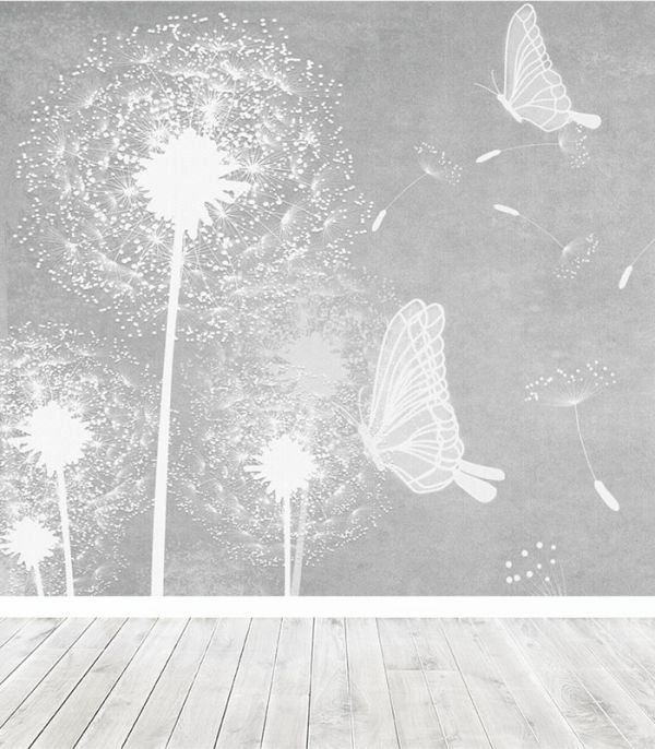 Принт на флізеліні з кульбабою та метелеком