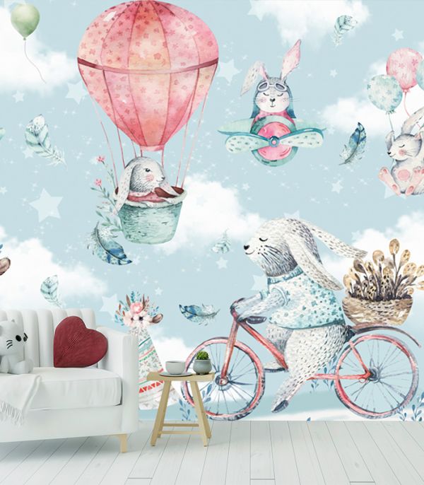 Шпалери на флізеліні з зайченятами