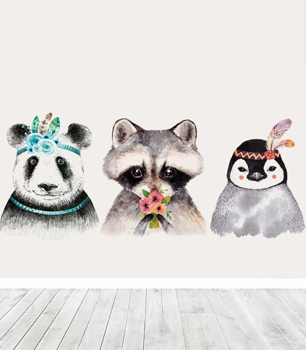 Шпалери на флізеліні з мальованими тваринками