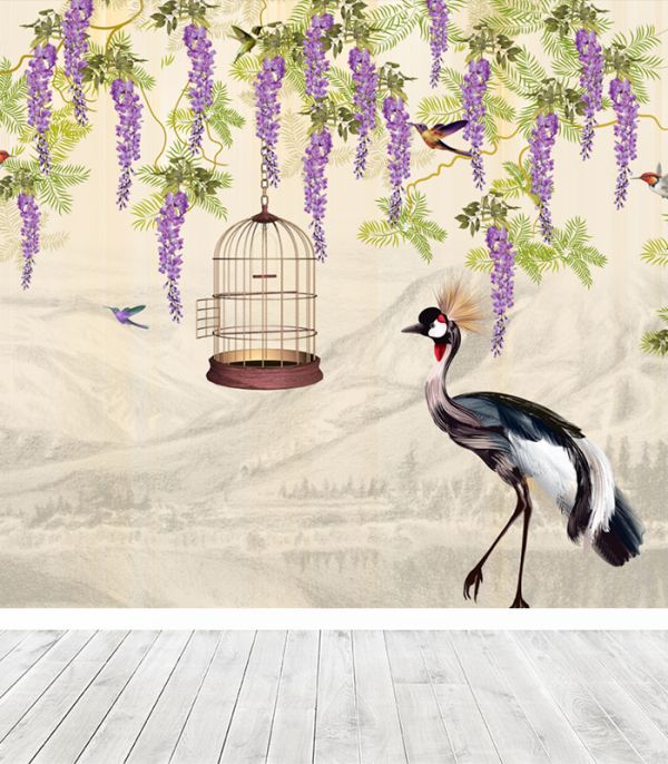 Шпалери на флізеліні з Павліном та гілками Шпалери на флізеліні з Павліном та гілками