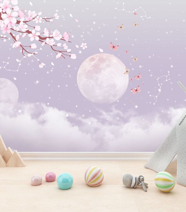 Шпалери на флізеліні з хмарами та Місяцем