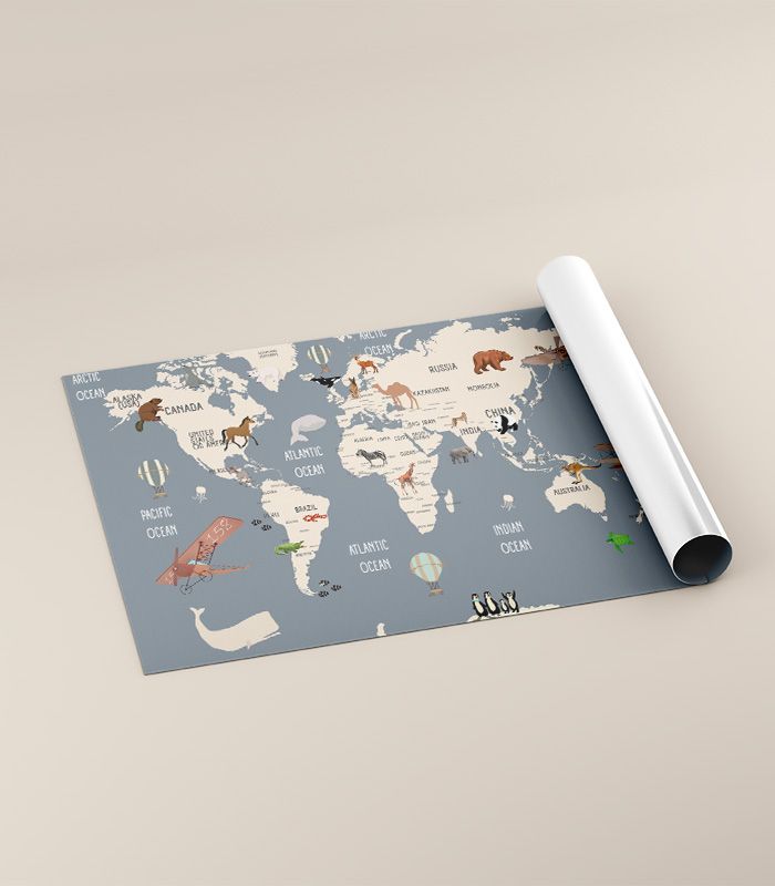 Принт на флізеліні з дизайнерською картою Світу