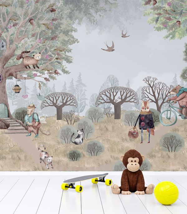 Шпалери на флізеліні з чарівними лісовими тваринами Шпалери на флізеліні з чарівними лісовими тваринами