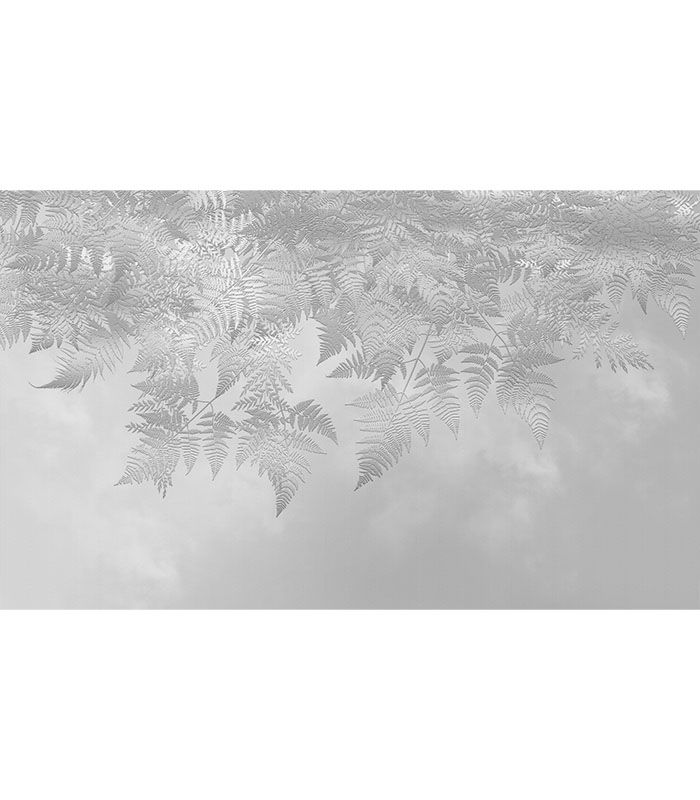 Принт на флізеліні з сріблястим листям папоротника