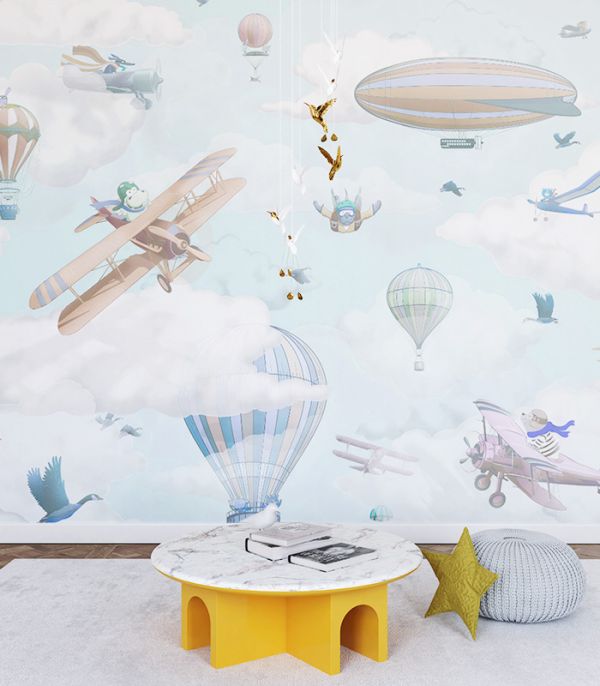 Шпалери на флізеліні з повітряними літаками