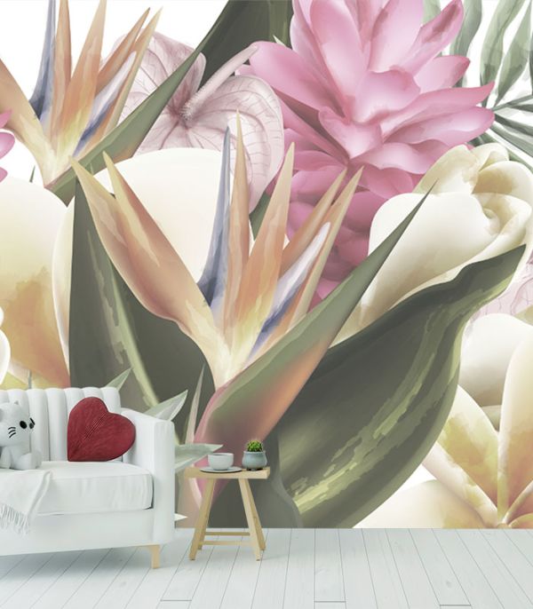 Принт на флізеліні квіти намальовані фарбою