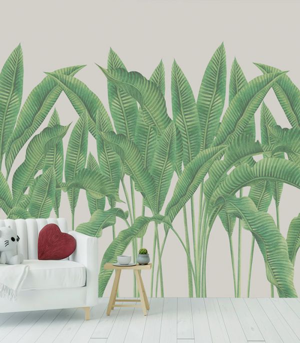 Принт на флізеліні листя зеленого папоротника