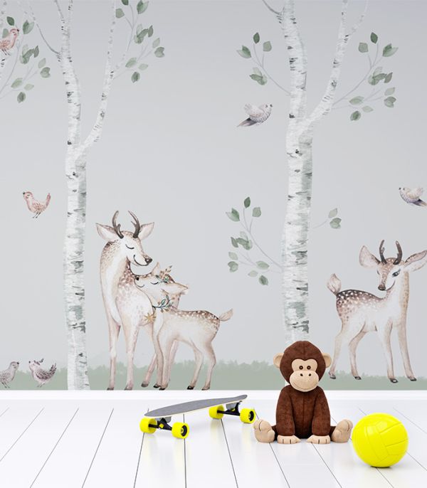 Принт на флізеліні тваринки в лісі Принт на флізеліні тваринки в лісі