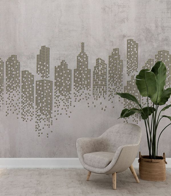Принт на флізеліні хмарочоси мегаполіса